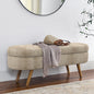 Ottoman Oval Storage Bench,Rubber Wood Legs, Gray (43.5"x16"x16")Brown