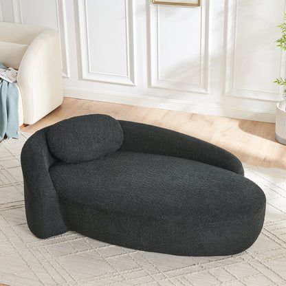 Black Foam Oval Lounge Chair with Pillow for Cozy Living Room Comfort