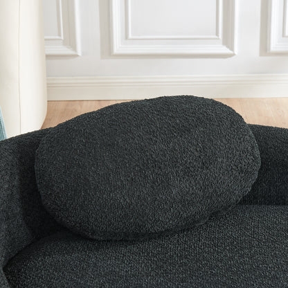 Black Foam Oval Lounge Chair with Pillow for Cozy Living Room Comfort