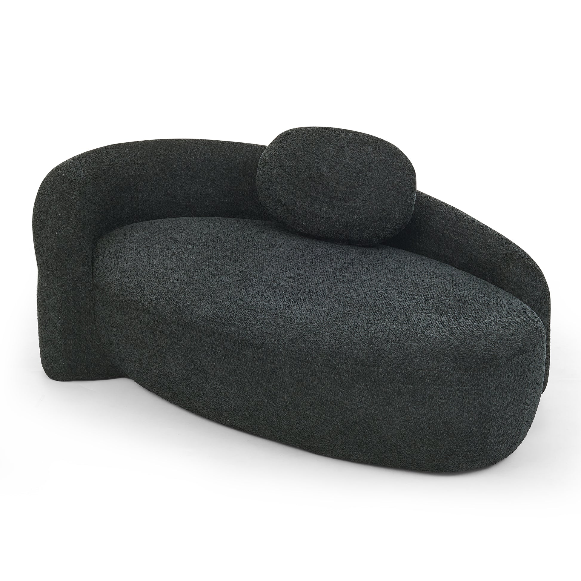 Black Foam Oval Lounge Chair with Pillow for Cozy Living Room Comfort
