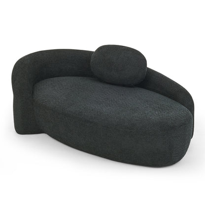 Black Foam Oval Lounge Chair with Pillow for Cozy Living Room Comfort