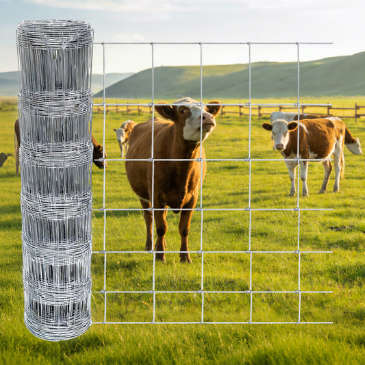 Farm Livestock Fence, 3.95*328FT Galvanised Iron Wire Farm Fence Cattle Fence Deer Fence Grassland Fence