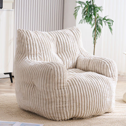 010-Soft Fluffy Corduroy Fabric Bean Bag Chair Filled With Memory Sponge,Beige
