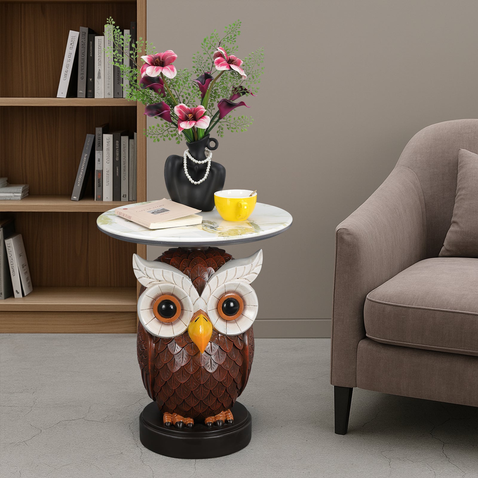 Owl Accent Table Animal Statue End Tables Livingroom