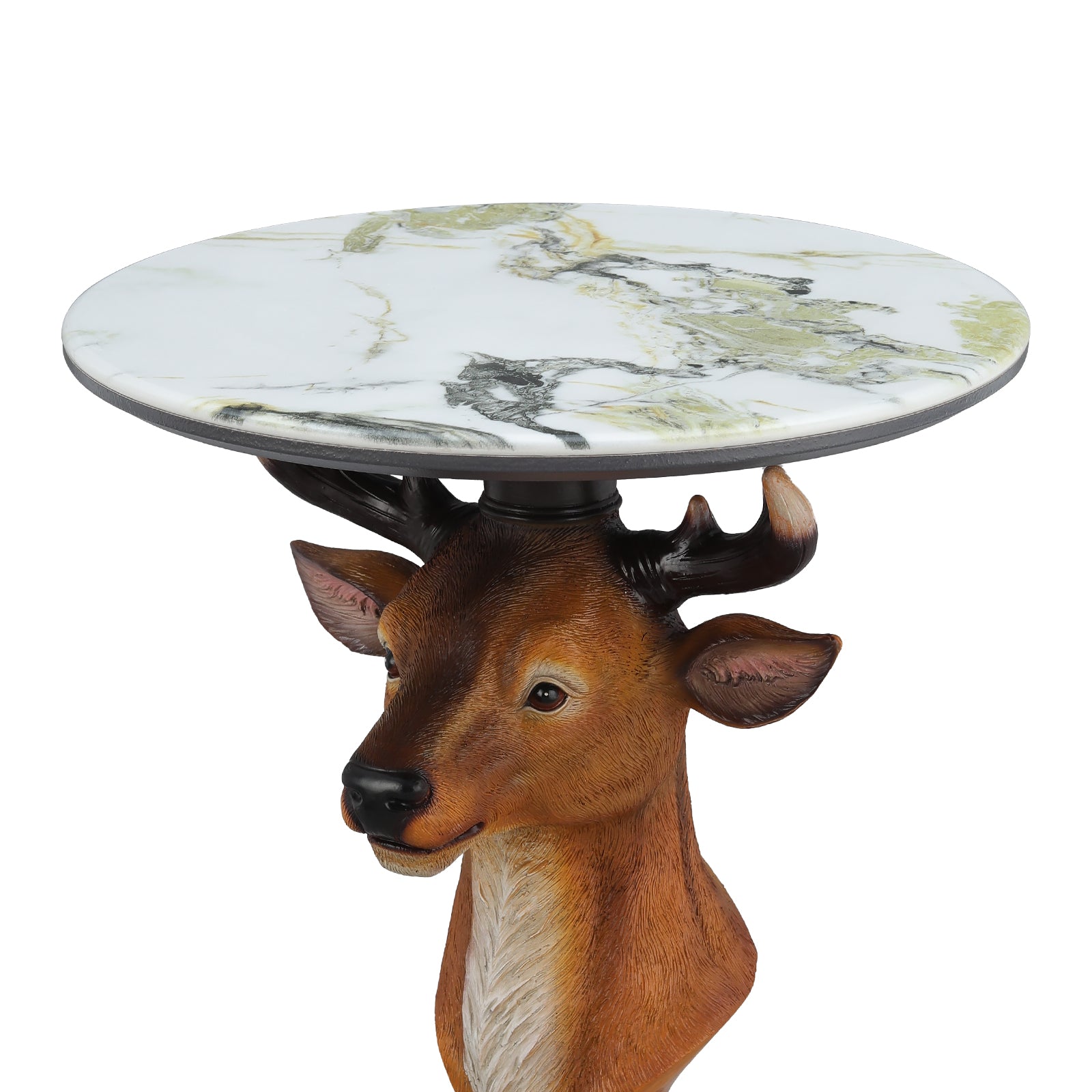 Brown Resin Deer Bust Accent Table for Rustic Home Décor for Living Room