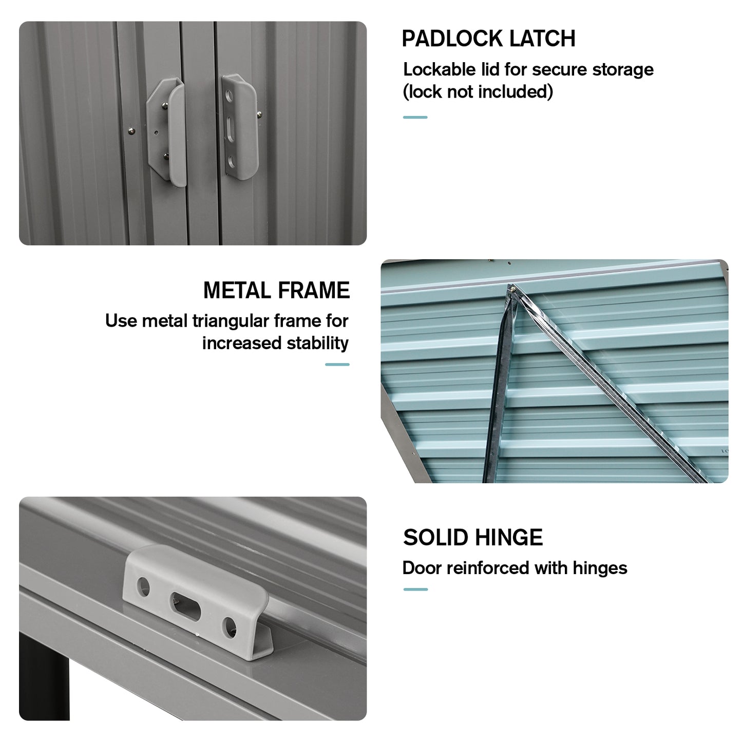 Grey Iron Outdoor Garden Bin Shed for Patio Storage and Organization