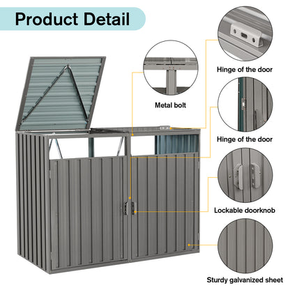Grey Iron Outdoor Garden Bin Shed for Patio Storage and Organization