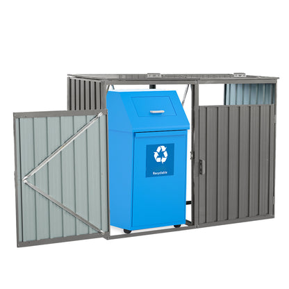 Grey Iron Outdoor Garden Bin Shed for Patio Storage and Organization