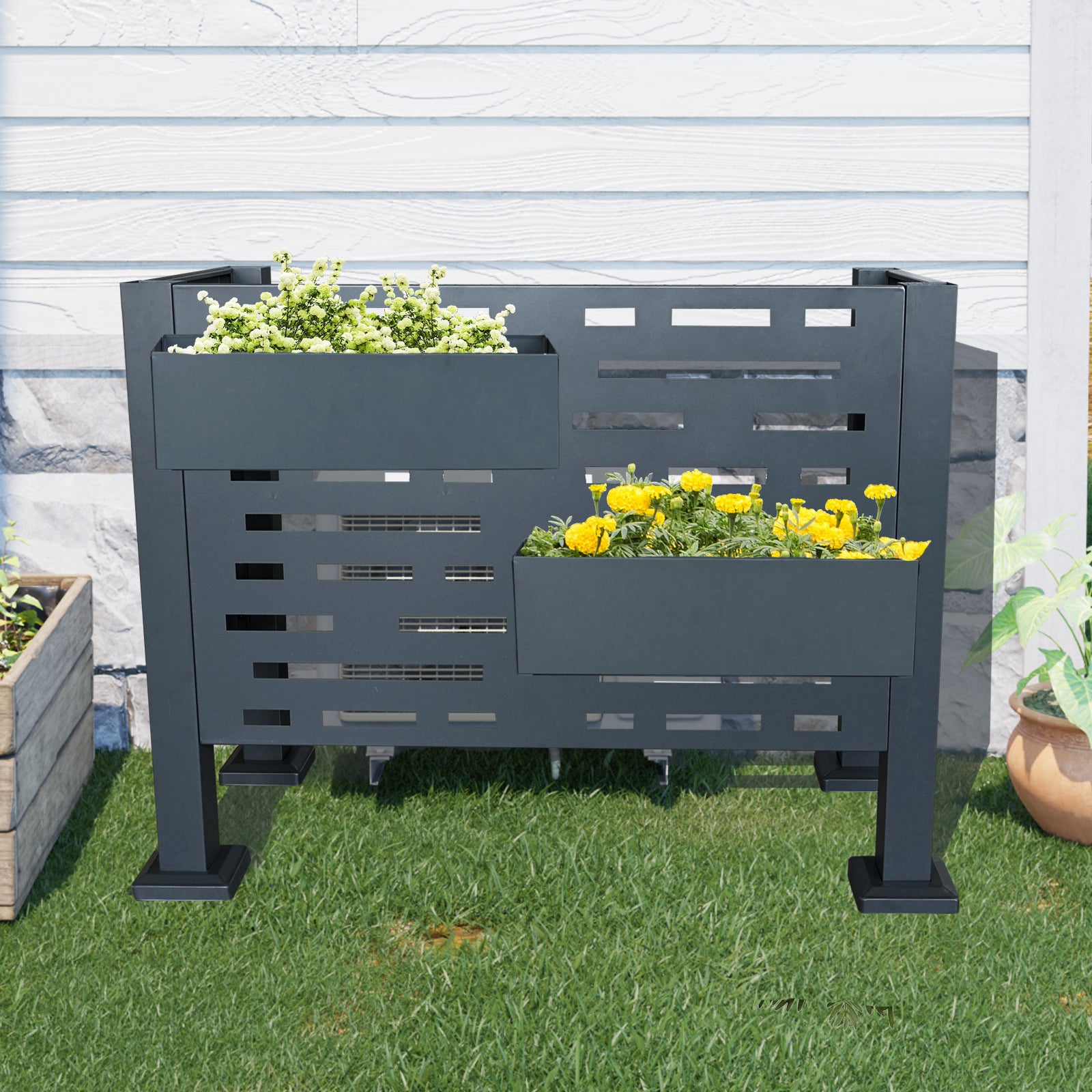 3ftx2ft Air Conditioner Fence - Metal Privacy Cover for Outdoor Units