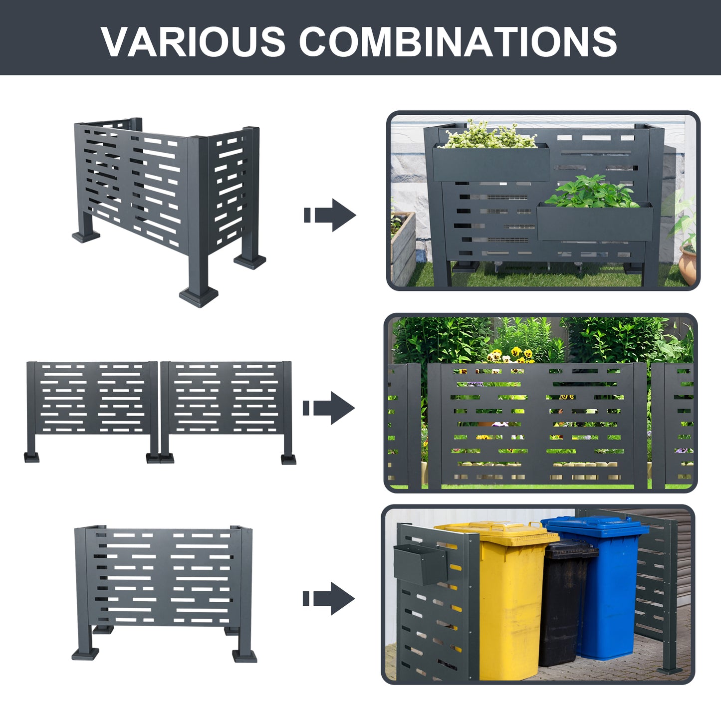 3ftx2ft Air Conditioner Fence - Metal Privacy Cover for Outdoor Units
