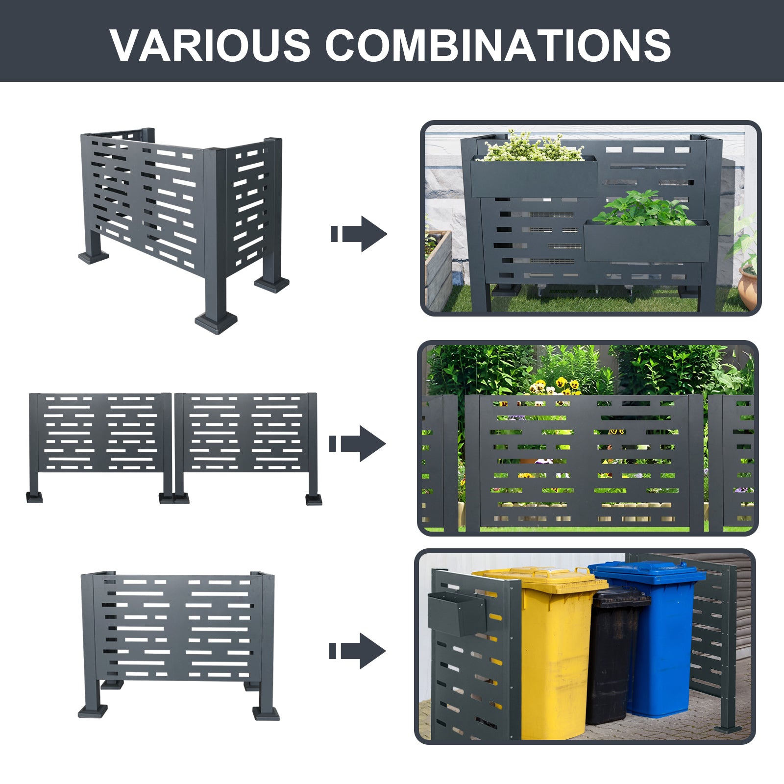 3ftx2ft Air Conditioner Fence - Metal Privacy Cover for Outdoor Units