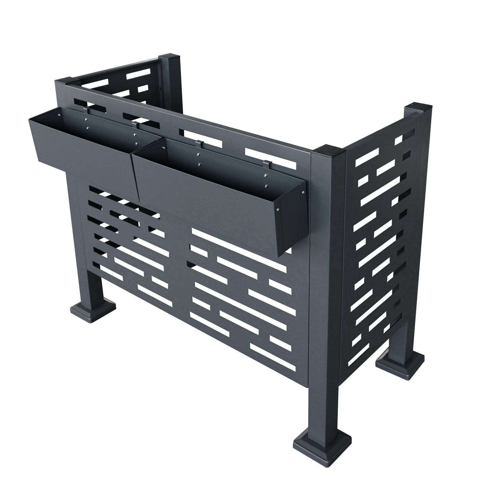 3 Panel Steel Air Conditioner Fence - Charcoal