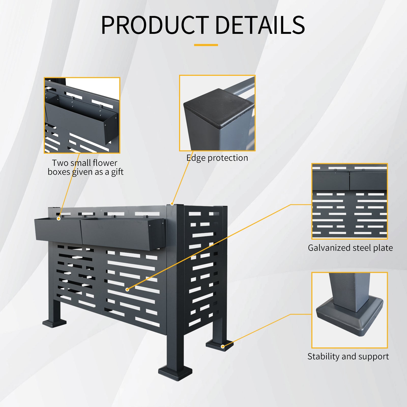 3 Panel Steel Air Conditioner Fence - Charcoal