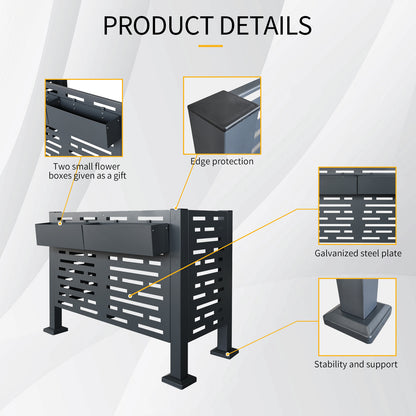 3 Panel Steel Air Conditioner Fence - Charcoal