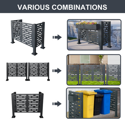 3 Panel Steel Air Conditioner Fence - Charcoal