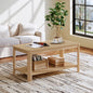 Arc Corner Wood Coffee Table with Storage Shelf – Vertical Wave Grain Legs, Light Oak Finish, Modern Minimalist Rectangular Accent Table for Living Room & Bedroom (39.4" L x 20" W x 17.7" H)