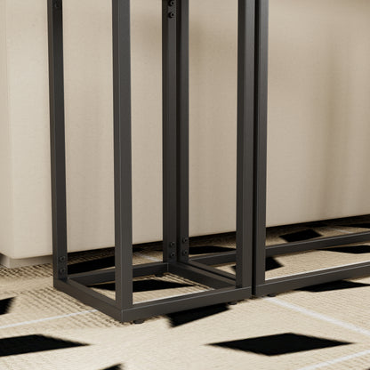 3-Piece Narrow Console Table - Black MDF & Iron for Living Room
