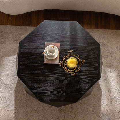 38 Inch Black MDF Coffee Table - Retro American Style for Living Room