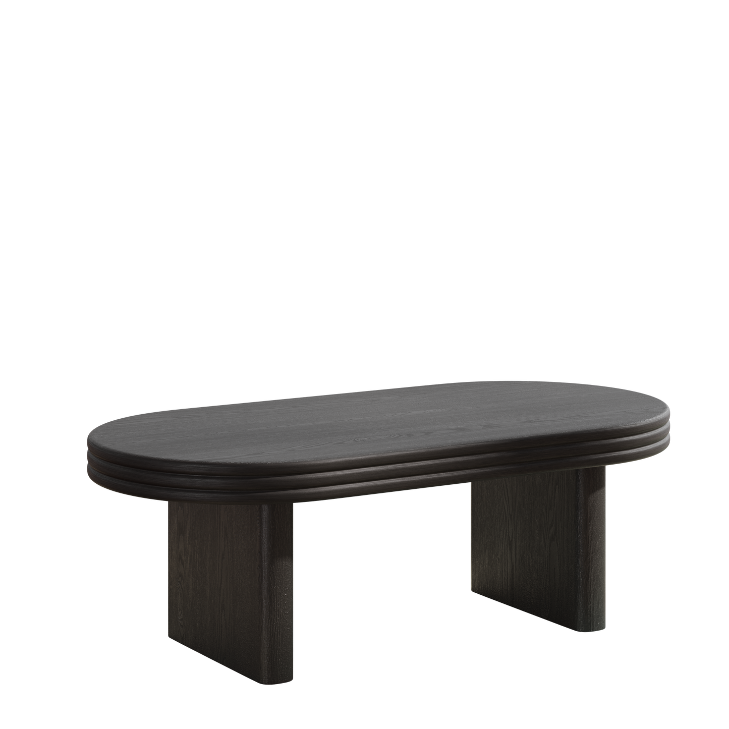 Mid Century Modern Oval Coffee Table - Black MDF