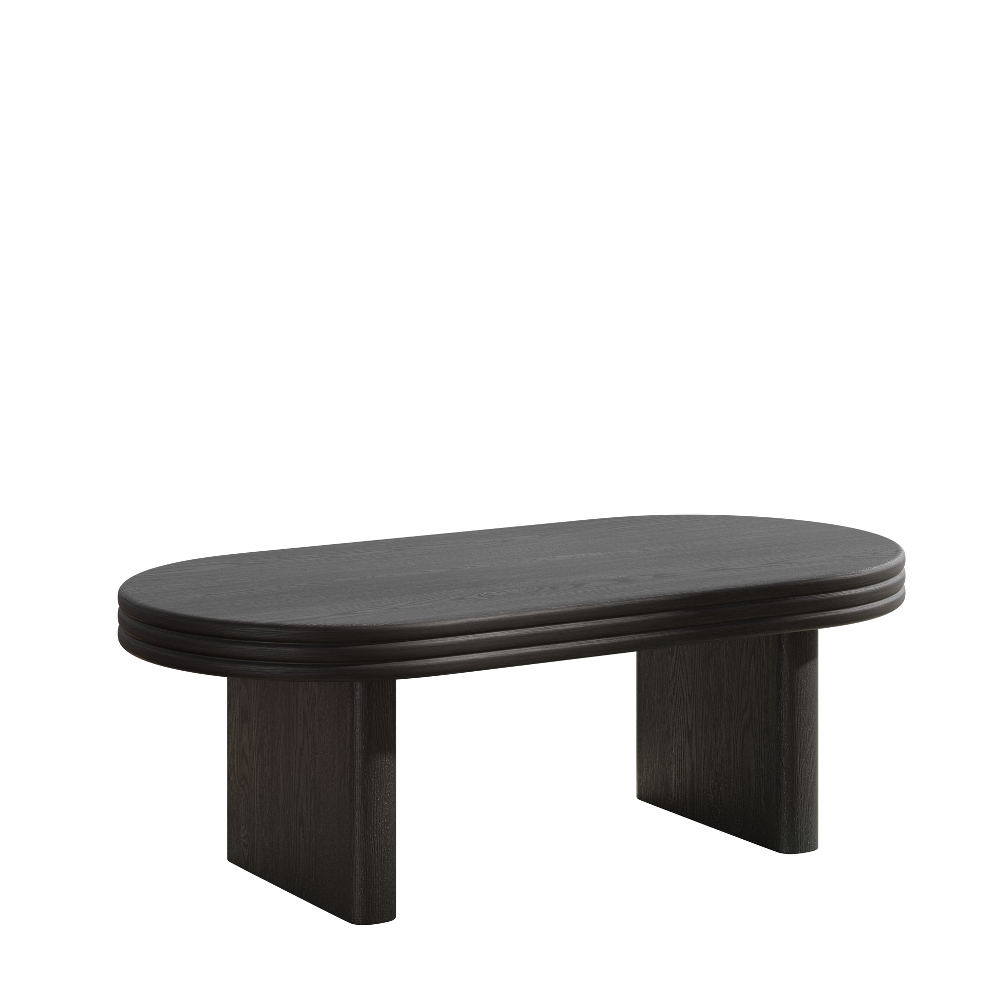 Mid Century Modern Oval Coffee Table - Black MDF