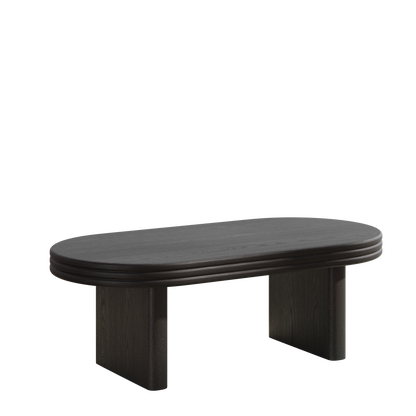Mid Century Modern Oval Coffee Table - Black MDF