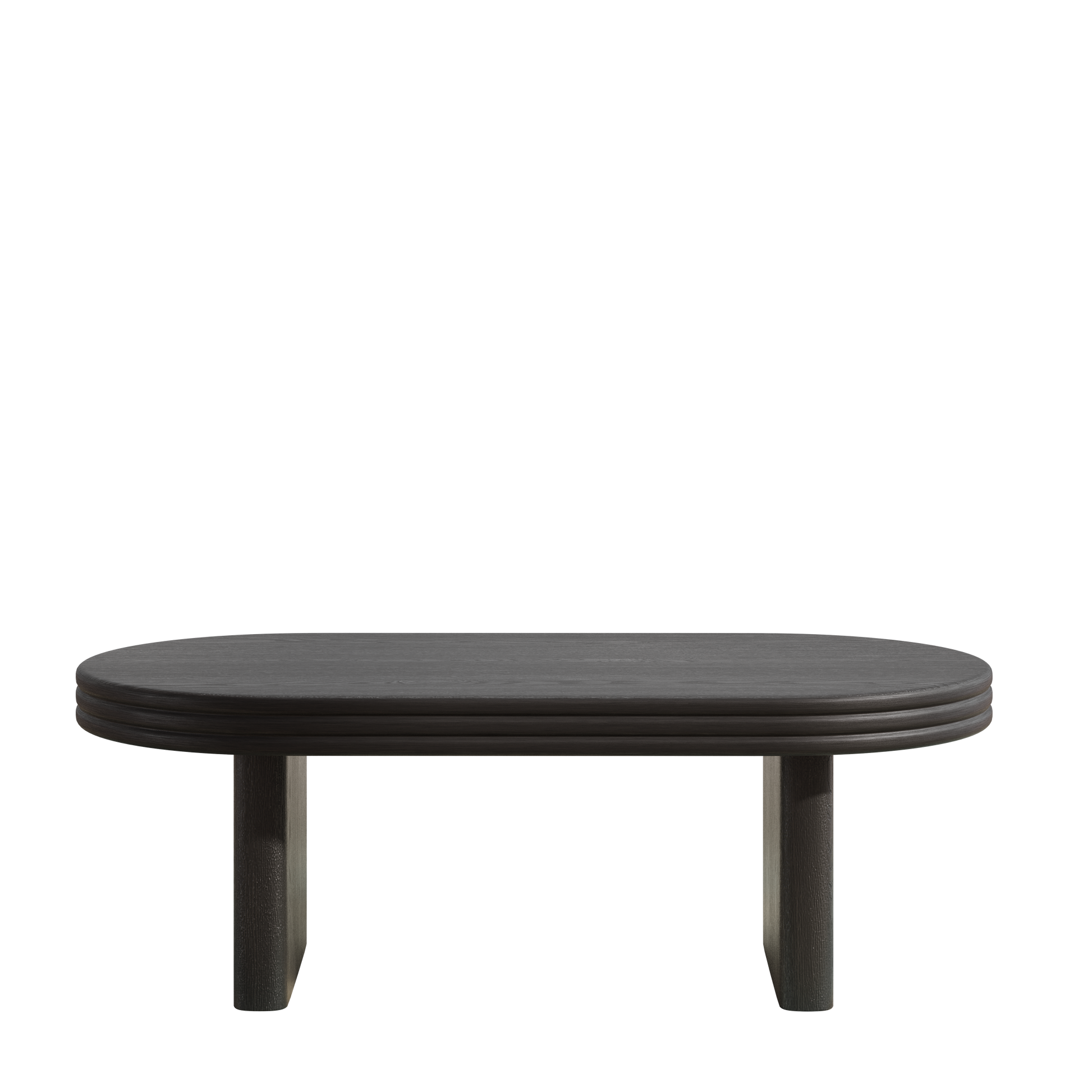Mid Century Modern Oval Coffee Table - Black MDF