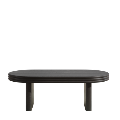 Mid Century Modern Oval Coffee Table - Black MDF