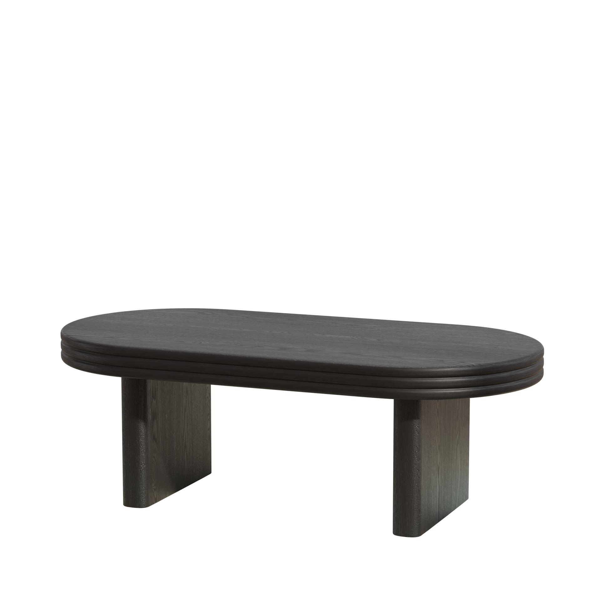 Mid Century Modern Oval Coffee Table - Black MDF