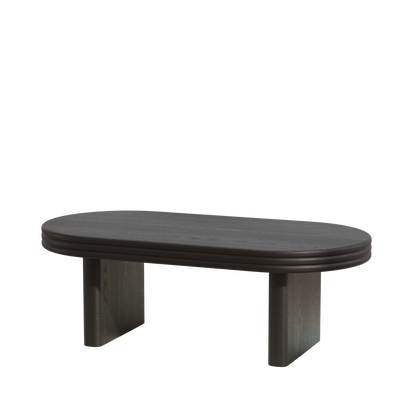 Mid Century Modern Oval Coffee Table - Black MDF