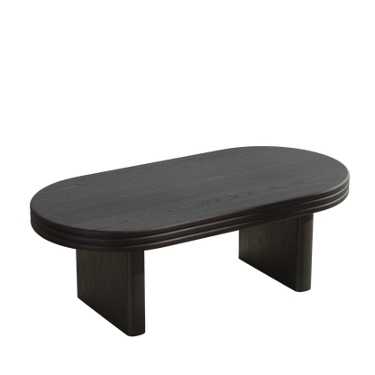 Mid Century Modern Oval Coffee Table - Black MDF