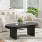 Mid Century Modern Oval Fluted Coffee Table, Farmhouse Wood Coffee Table, Cocktail Table, Center Table for Living Room, Office, Home Decor(Black, 23.62" D x 47.24" W x 16.34" H)