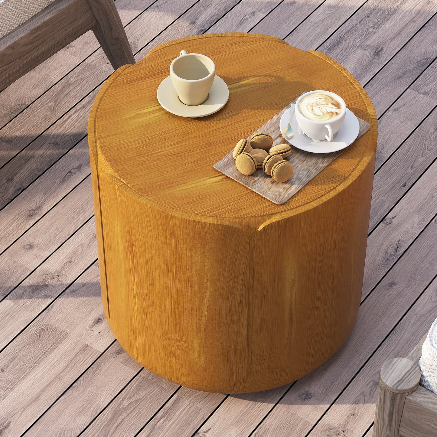 19.29" Round Magnesium Oxide Coffee Table - Outdoor & Indoor Side Table