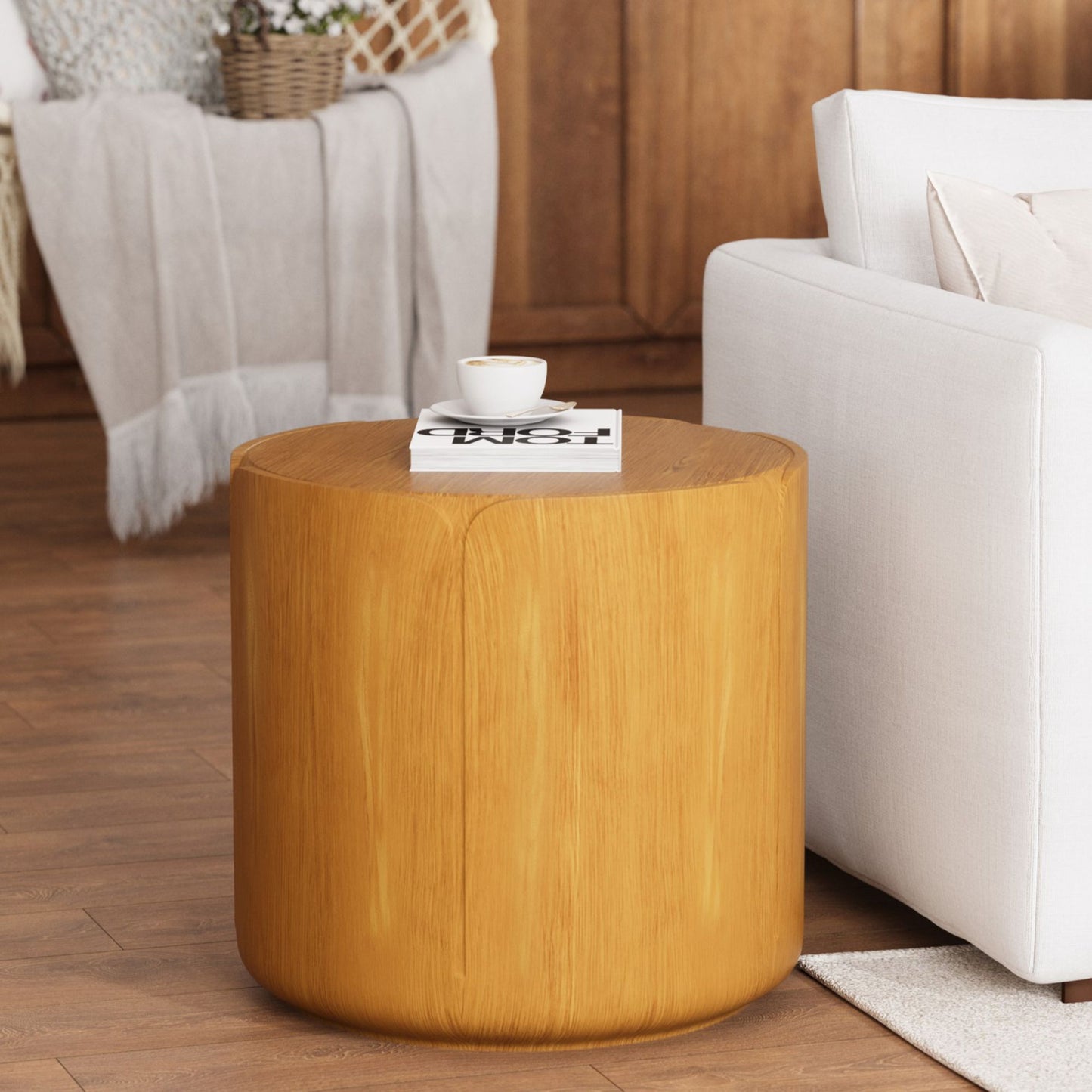 19.29" Round Magnesium Oxide Coffee Table - Outdoor & Indoor Side Table