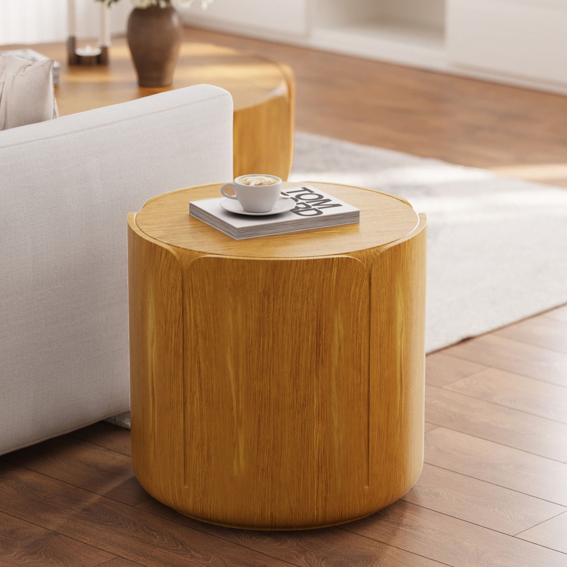19.29" Round Magnesium Oxide Coffee Table - Outdoor & Indoor Side Table