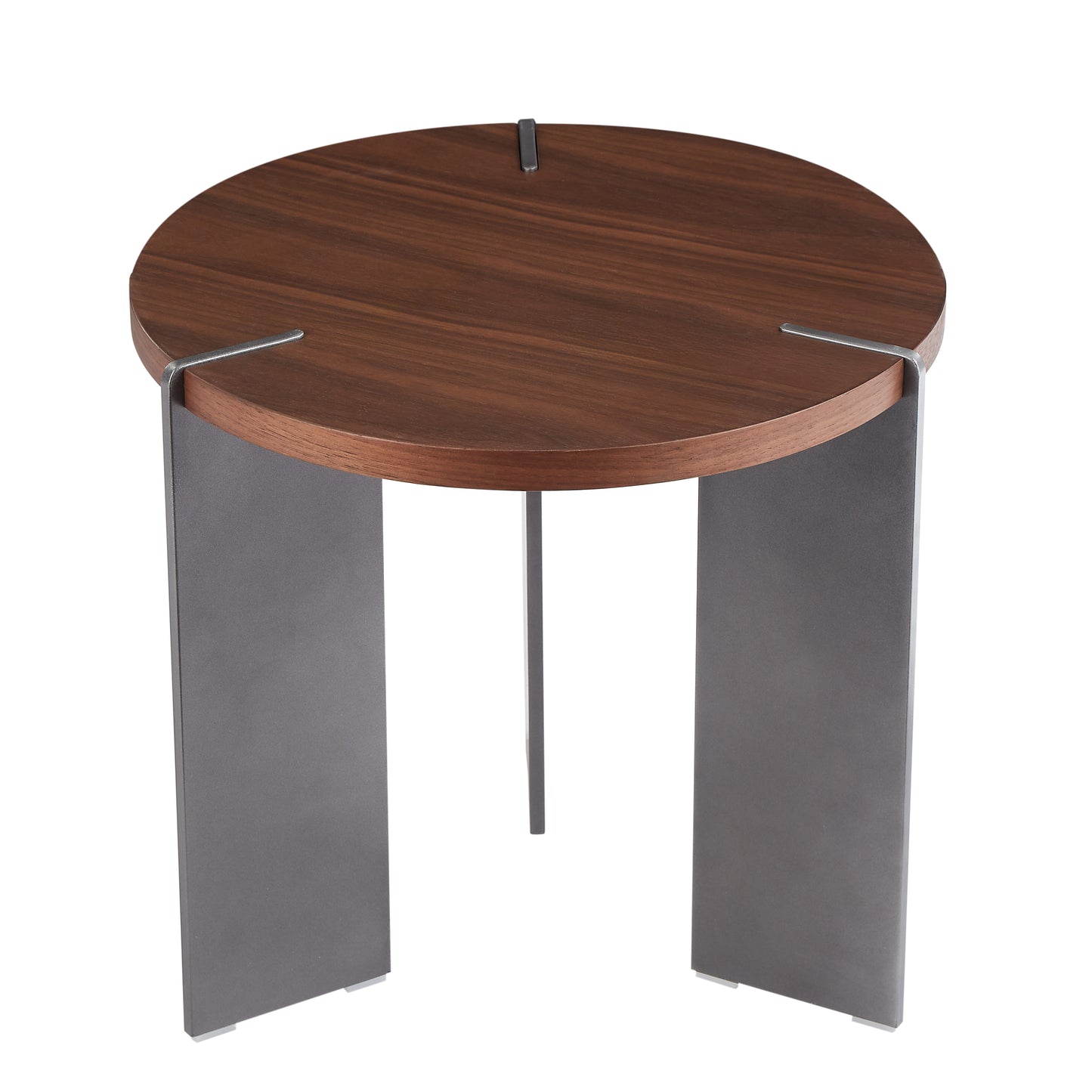 Round Brown Walnut Coffee Table - 19.68 Inch Diameter