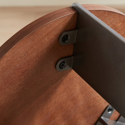 Round Brown Walnut Coffee Table - 19.68 Inch Diameter