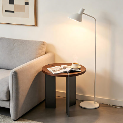 Round Brown Walnut Coffee Table - 19.68 Inch Diameter
