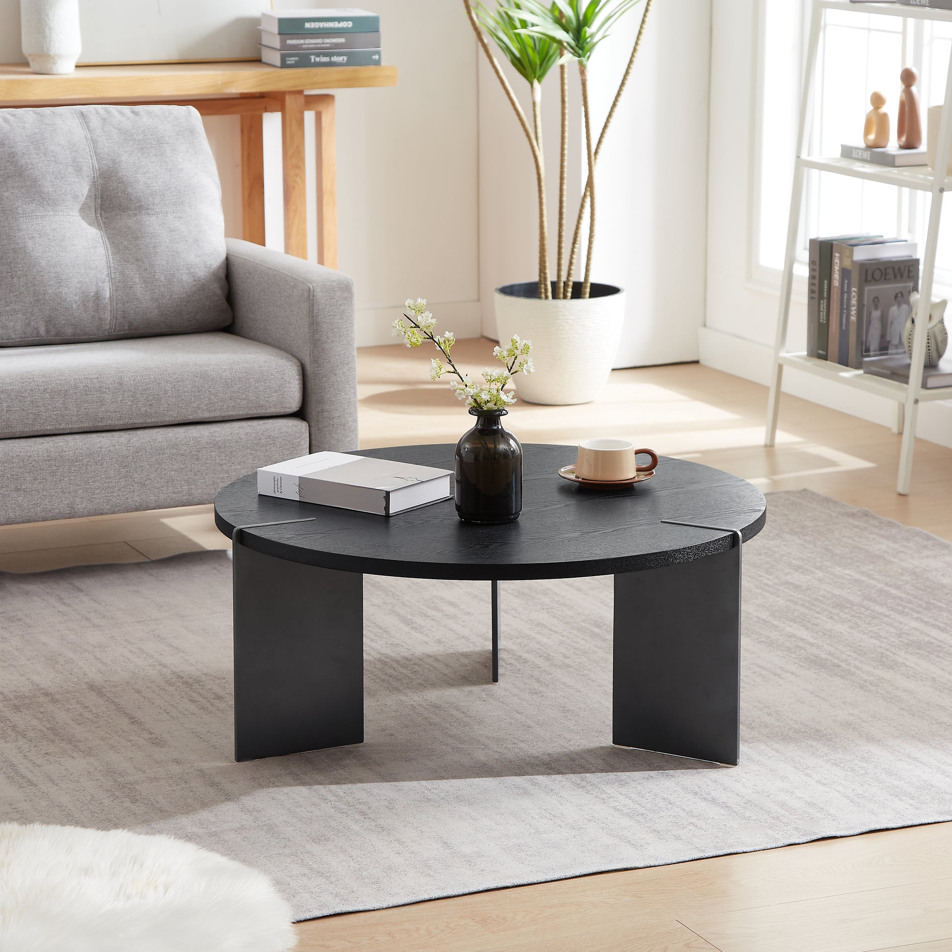 Black Walnut Round Coffee Table - 35.43" Diameter