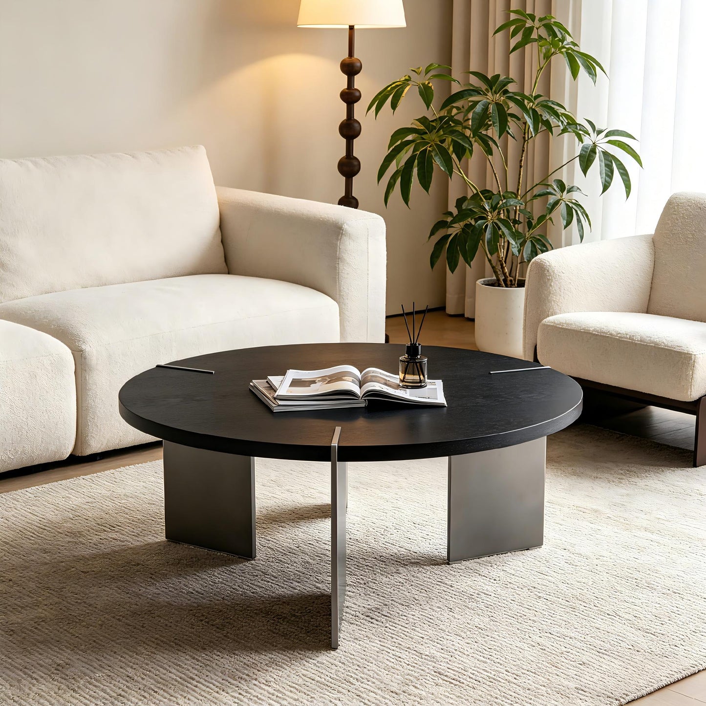Black Walnut Round Coffee Table - 35.43" Diameter
