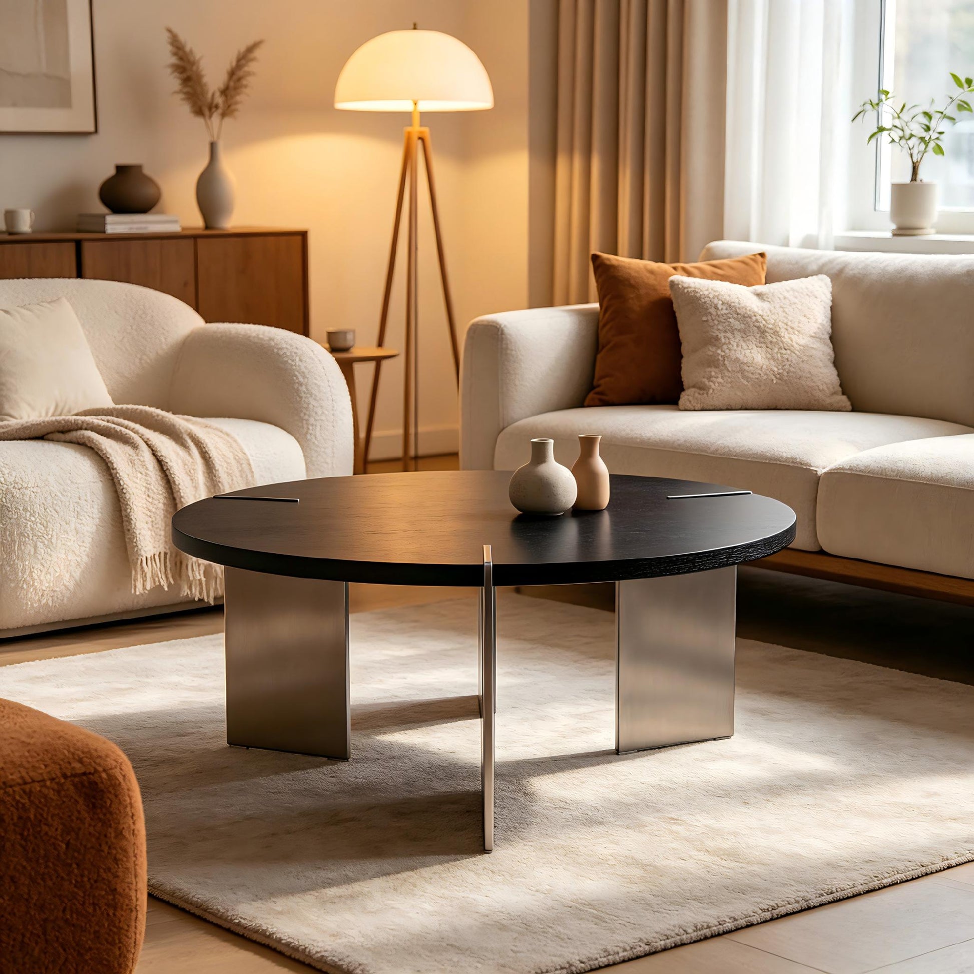 Black Walnut Round Coffee Table - 35.43" Diameter