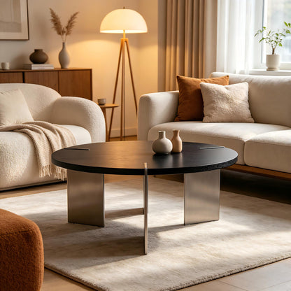 Black Walnut Round Coffee Table - 35.43" Diameter