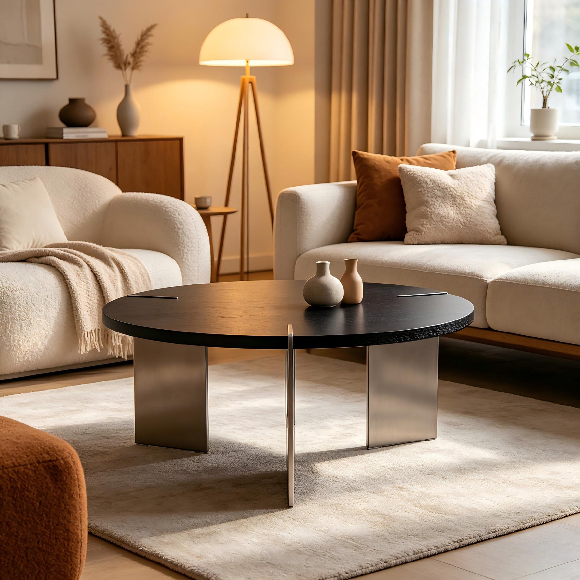 Black Walnut Round Coffee Table - 35.43" Diameter