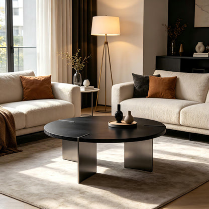 Black Walnut Round Coffee Table - 35.43" Diameter