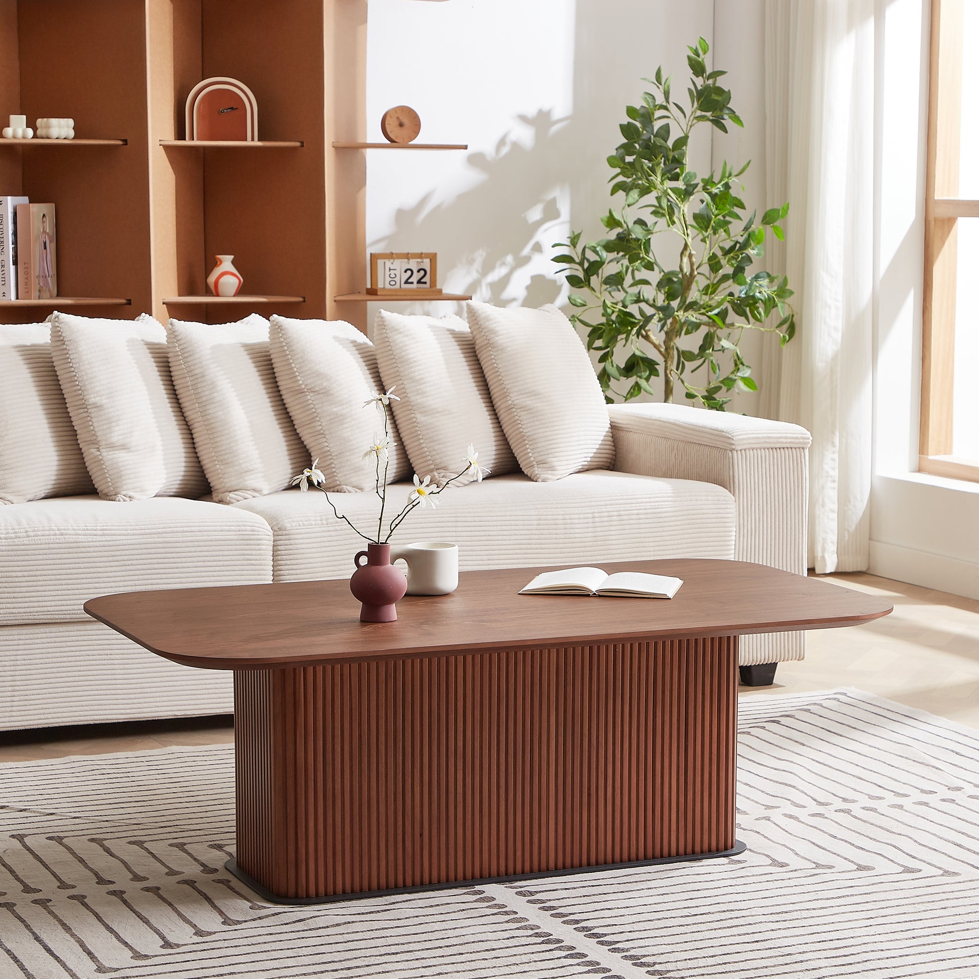 Brown Walnut Coffee Table - Rectangular 51.18" Dining Table