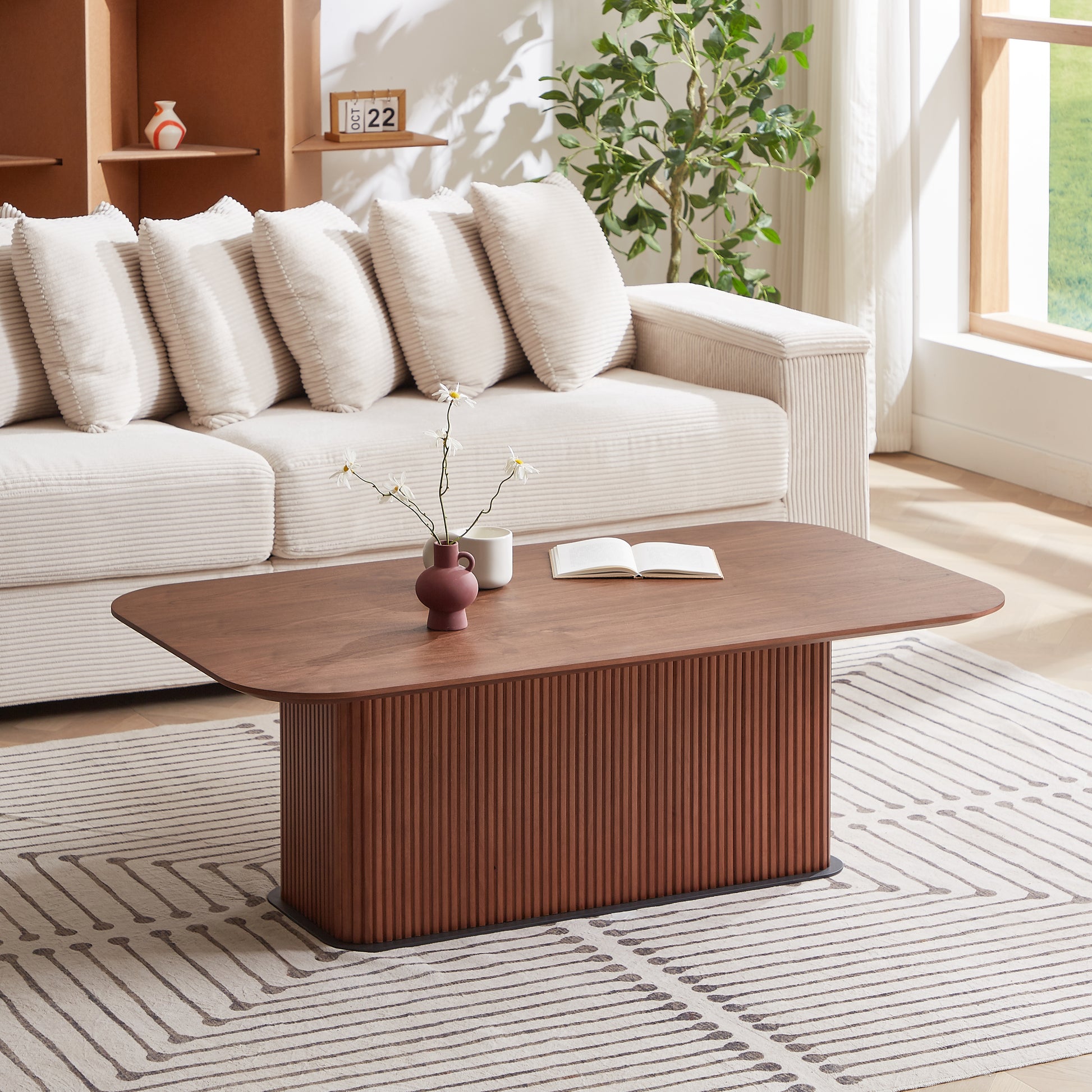 Brown Walnut Coffee Table - Rectangular 51.18" Dining Table