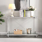 43.31'' Chrome Glass Sofa Table, Acrylic Side Table, Console Table for Living Room& Bedroom