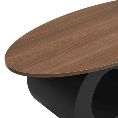 Black Nesting Coffee Table Set of 2, Oval & Round Tables for Living Room