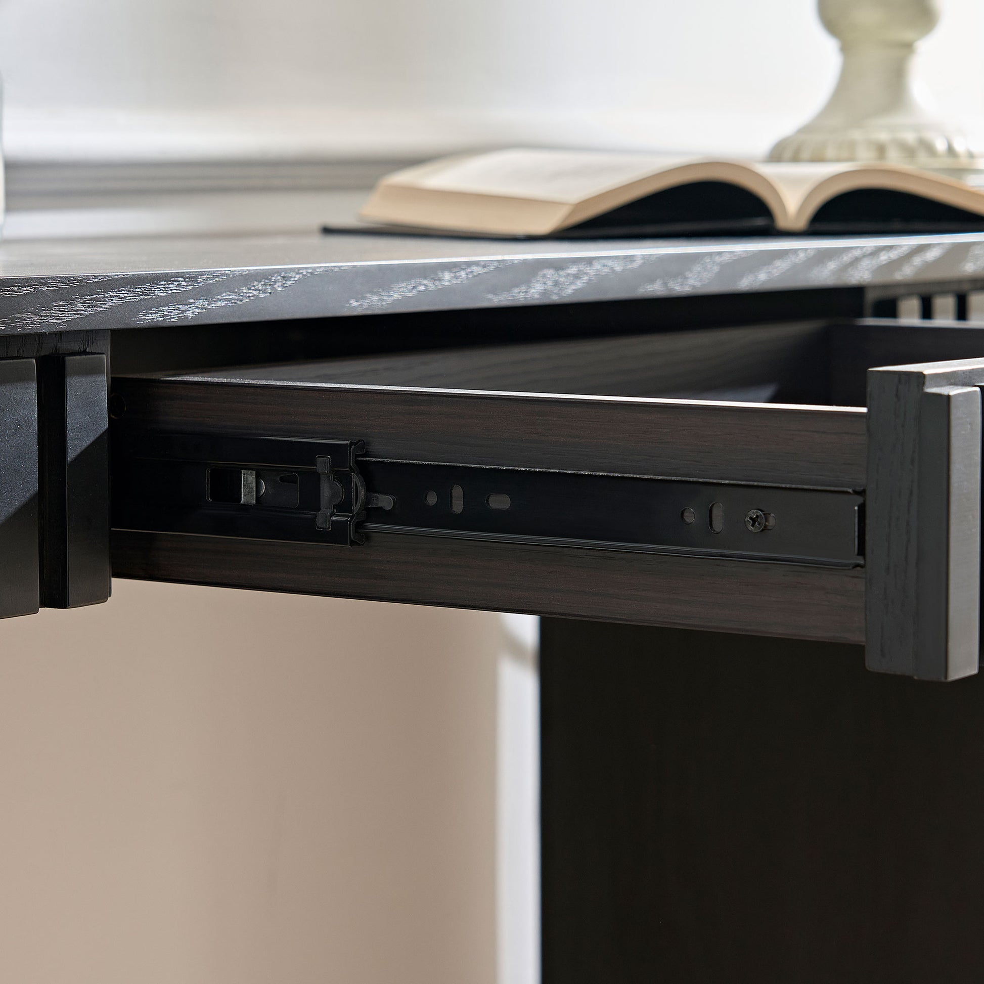 Black MDF Console Table with Drawer - 59" Entryway Table