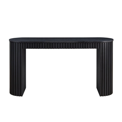 59.05'' Modern Console Table With Drawer for Entryway with Unique Vertical Stripe Design for Living Room Hallway Foyer Entrance Study,BLACK(Same Sku:W876P439956)