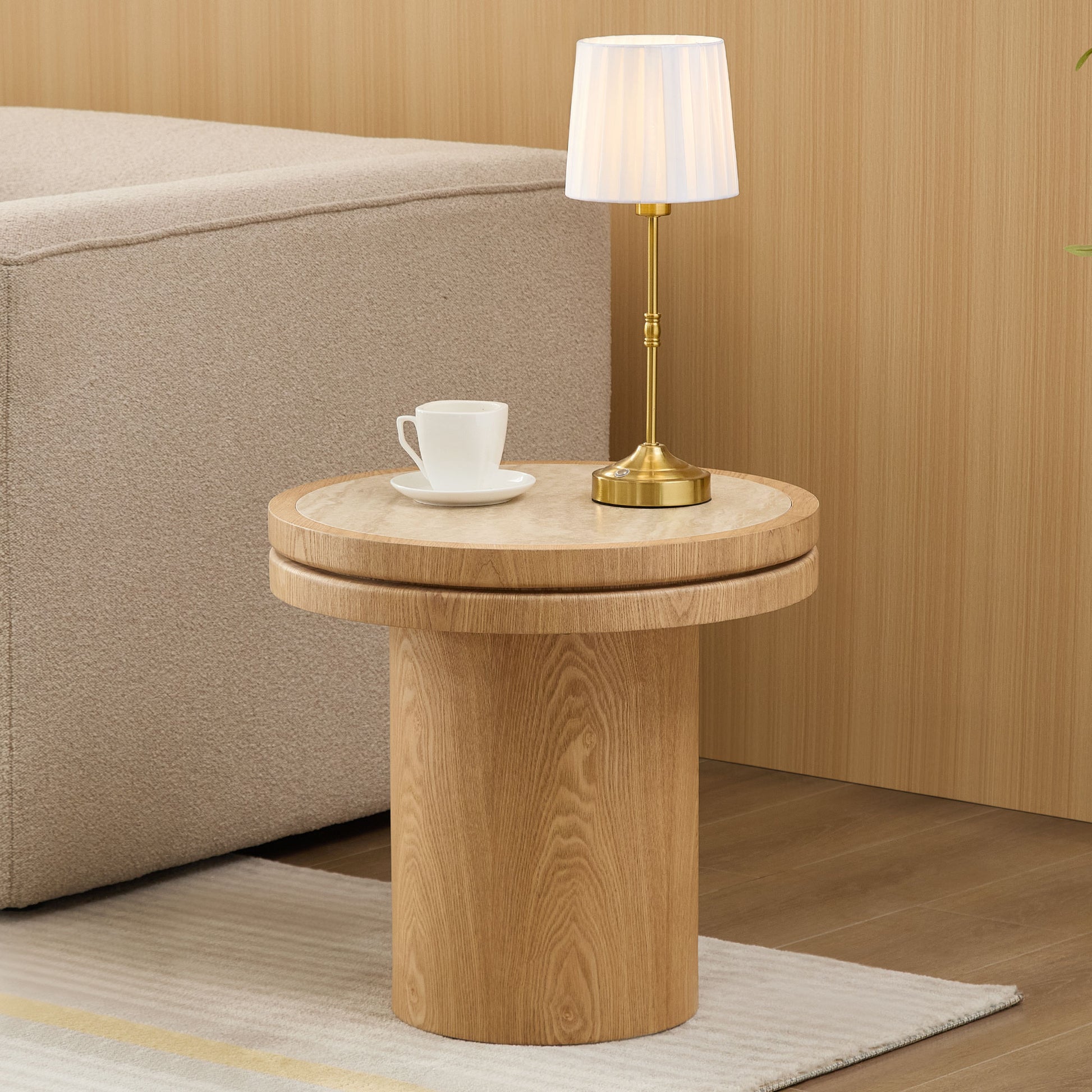 Natural Round MDF Coffee Table - 19.49 Inch